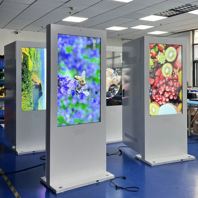 kupować 55-calowy, wodoodporny, zewnętrzny wyświetlacz cyfrowy z 10-punktowym dotykiem pojemnościowym i żywotnością LCD 50000H, kiosk reklamowy produkcja online