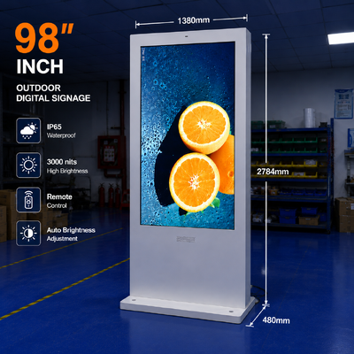 kupować 98-calowy zewnętrzny wodoodporny cyfrowy wyświetlacz reklamowy | Kiosk LCD o wysokiej jasności 3000 nitów produkcja online