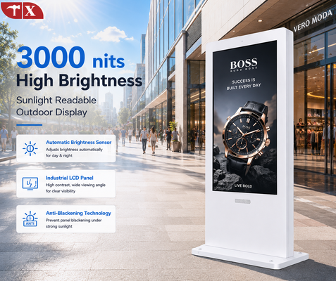Commercial 75” Outdoor LCD Advertising Display with 3000nits High Brightness